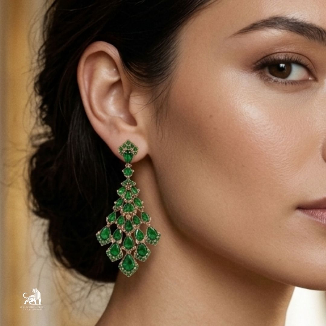 Emerald Cascade Chandelier Earrings