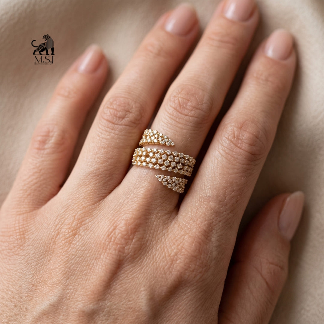Celeste Lab-Grown Diamond-Encrusted Crossover Ring