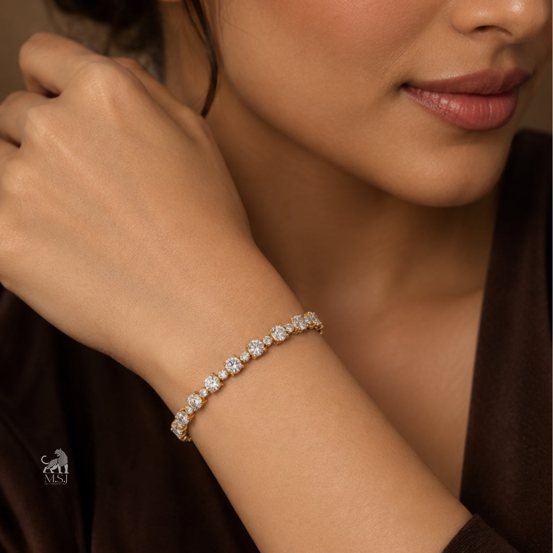 Celeste Élan Tennis Bracelet worn on a wrist