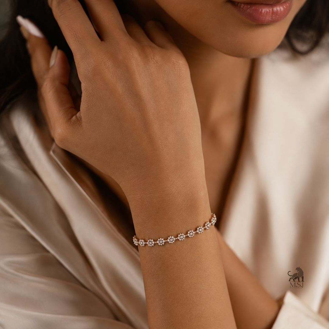 Florévia Bloom Diamond Bracelet worn on a wrist