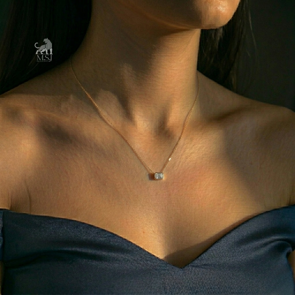 Elowen Diamond Pendant Necklace worn around the neck