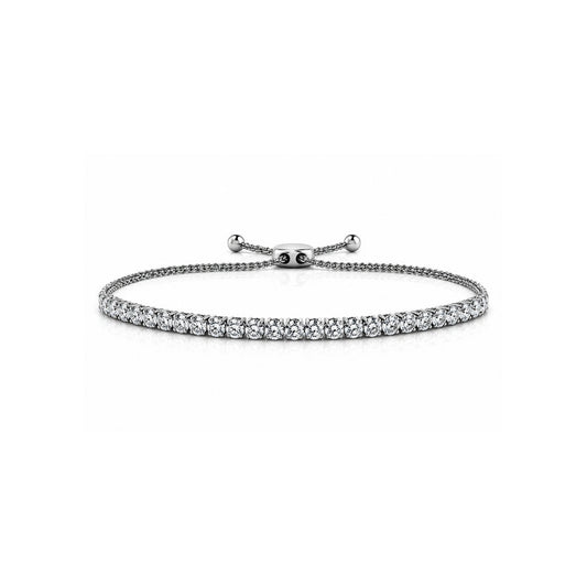 Eclat Line diamond tennis-style bracelet in white gold on a white background
