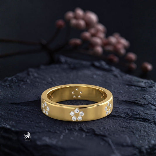 Lab-grown diamond blossom band, styled product photo