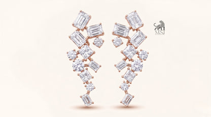 Celestial Geometric Diamond Ear Climbers
