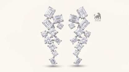 Celestial Geometric Diamond Ear Climbers