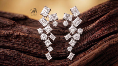 Celestial Geometric Diamond Ear Climbers