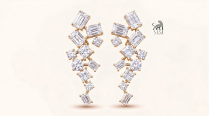 Celestial Geometric Diamond Ear Climbers