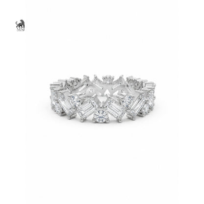 Alternating Round & Baguette Zig-Zag Eternity Band
