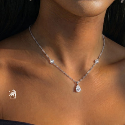 Aurelia Pear Solitaire Necklace
