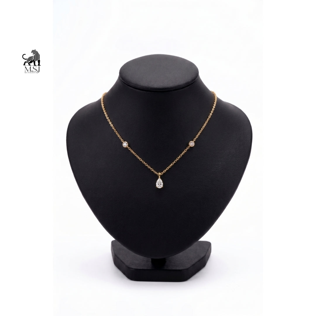 Aurelia Pear Solitaire Necklace
