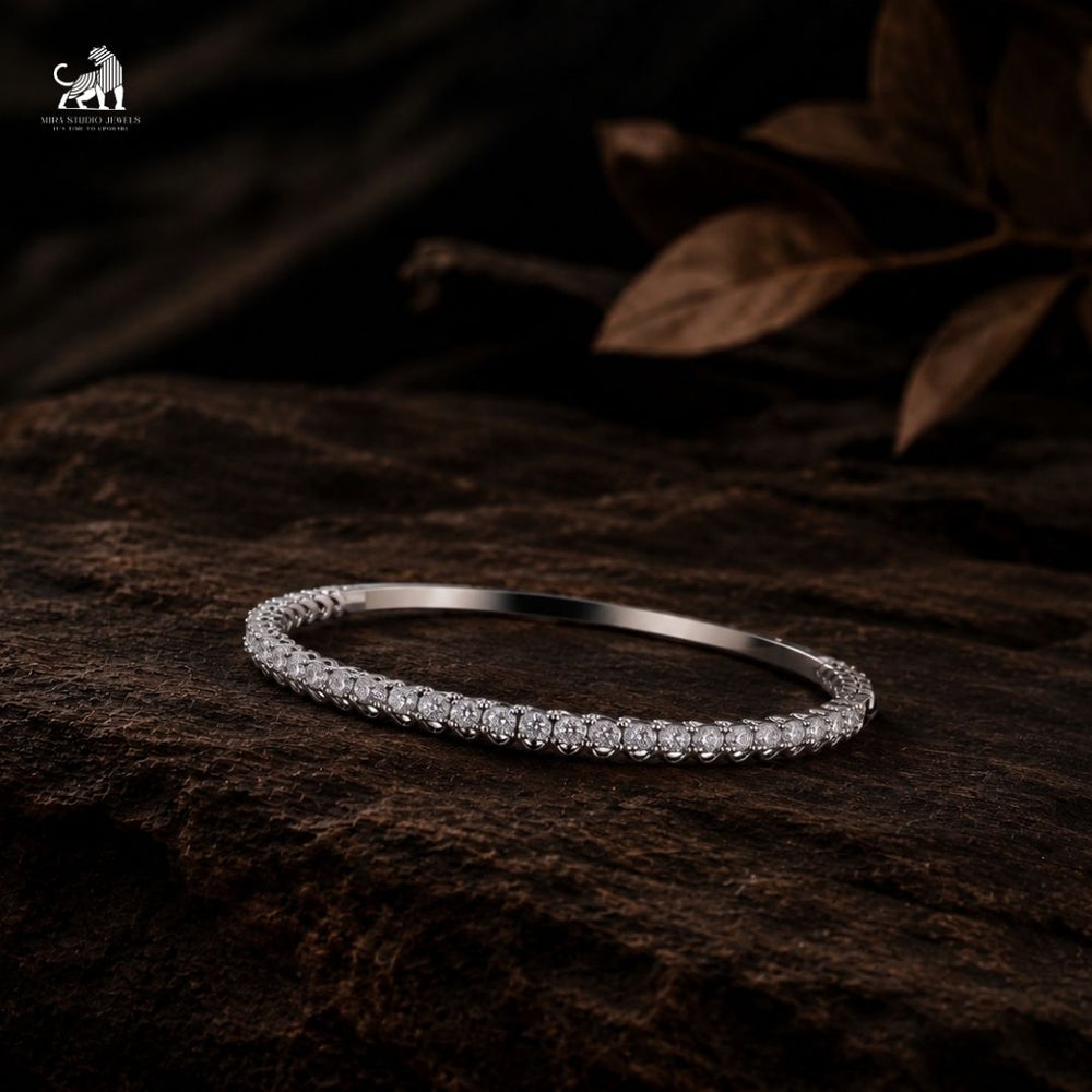 Aurelia Diamond Half-Set Bangle - lab-grown diamond bracelet, styled product photo