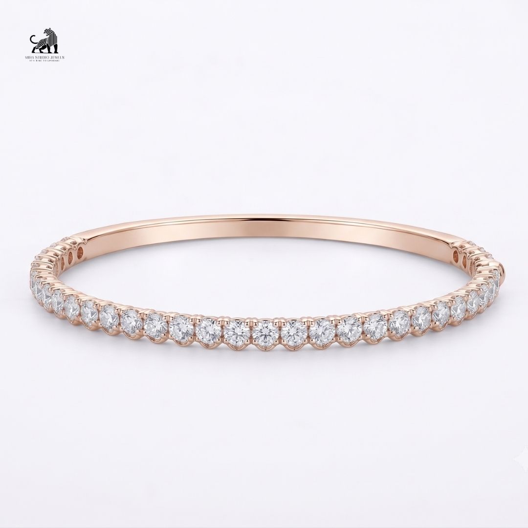 Aurelia Diamond Half-Set Bangle in rose gold