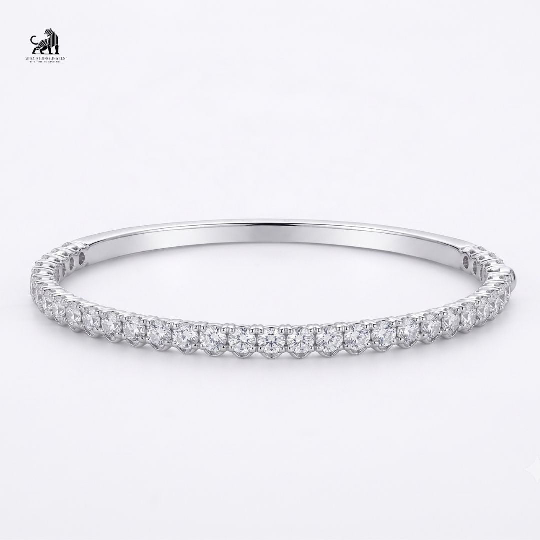 Aurelia Diamond Half-Set Bangle in white gold