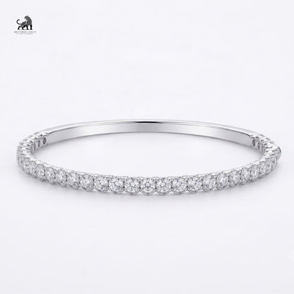 Aurelia Diamond Half-Set Bangle in white gold