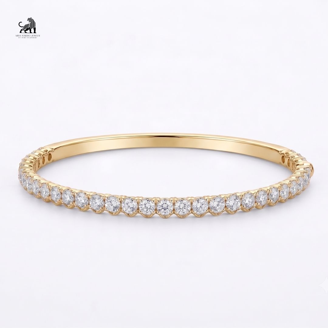 Aurelia Diamond Half-Set Bangle in yellow gold