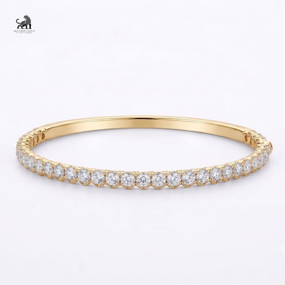 Aurelia Diamond Half-Set Bangle in yellow gold