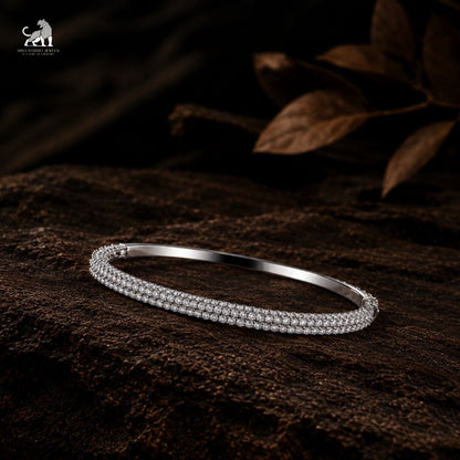 Celestia Three-Row Diamond Bangle - lab-grown diamond bracelet, styled product photo
