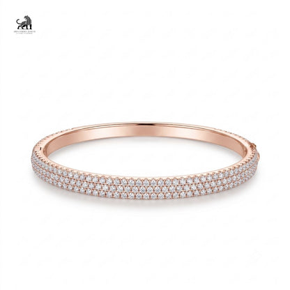 Celestia Three-Row Diamond Bangle in rose gold