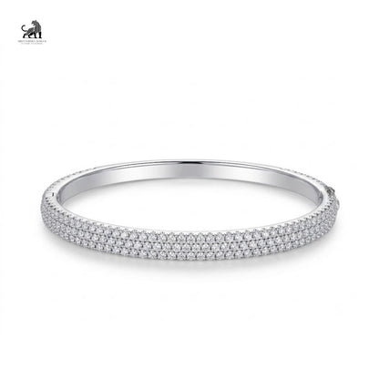 Celestia Three-Row Diamond Bangle in white gold