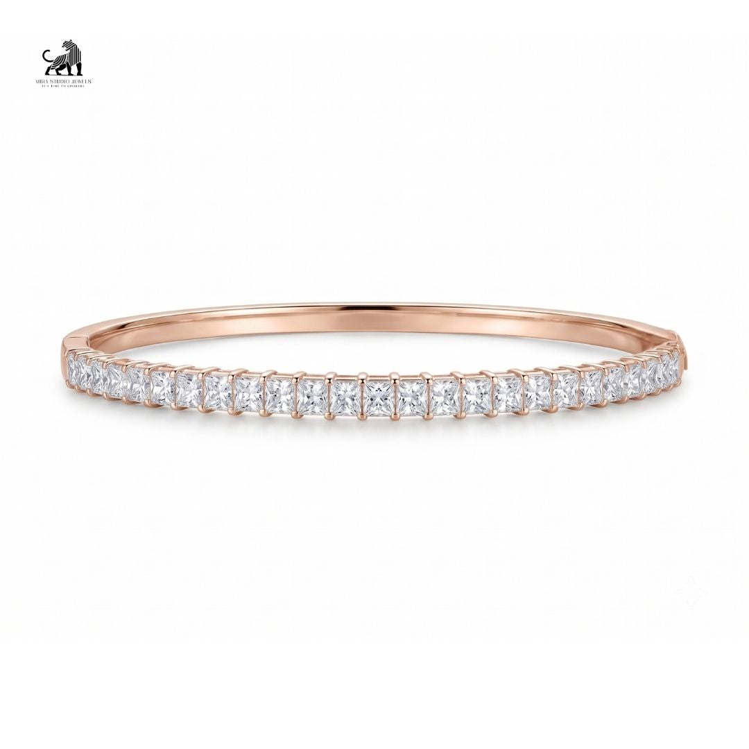 Celeste Princess-Cut Diamond Bangle in rose gold