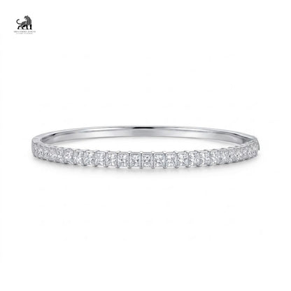 Celeste Princess-Cut Diamond Bangle in white gold