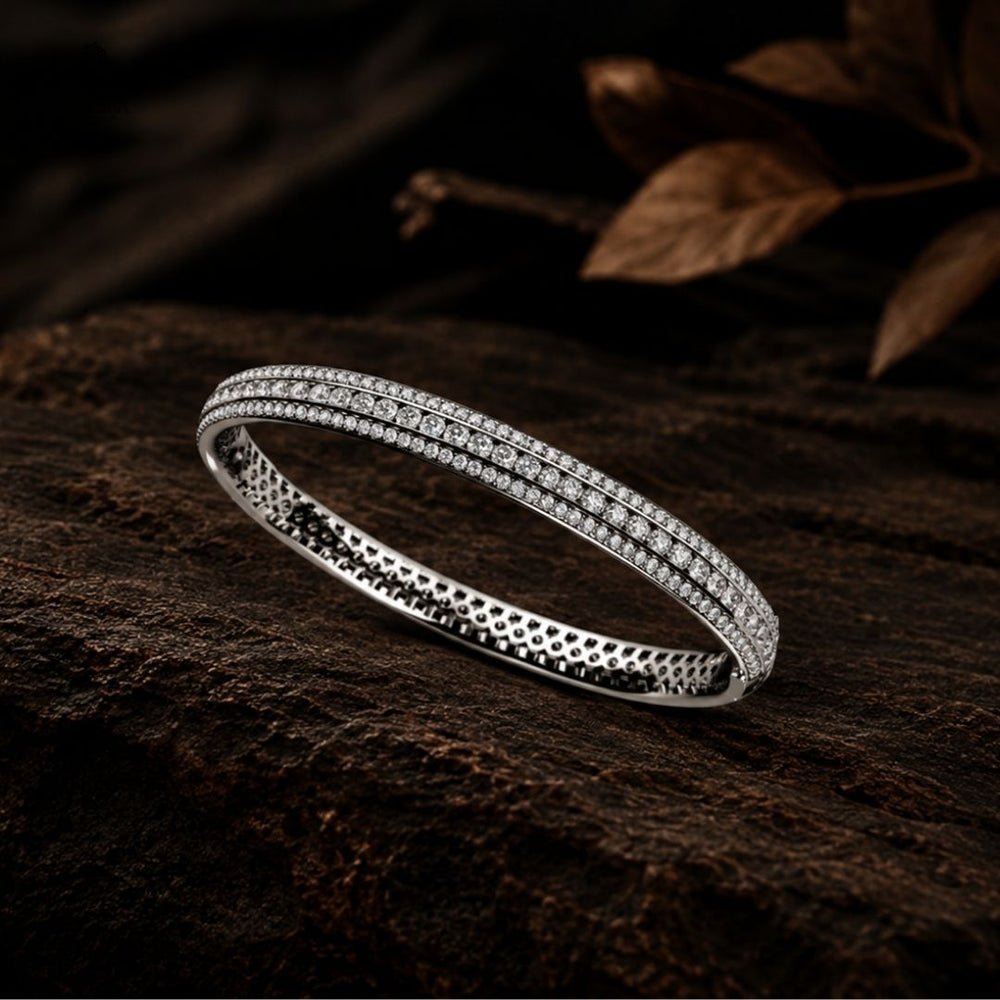 Aurelia Triple-Row Diamond Bangle - lab-grown diamond bracelet, styled product photo