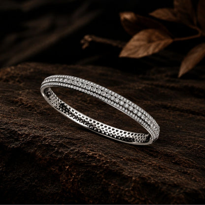 Aurelia Triple-Row Diamond Bangle - lab-grown diamond bracelet, styled product photo
