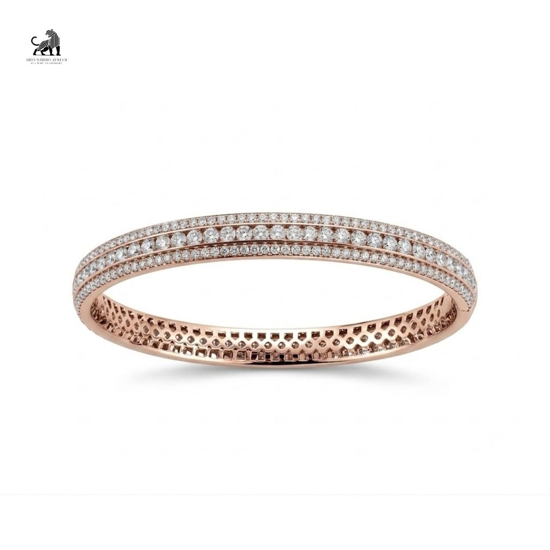 Aurelia Triple-Row Diamond Bangle in rose gold