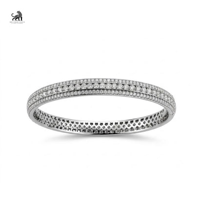 Aurelia Triple-Row Diamond Bangle in white gold