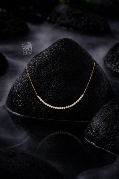Curved Diamond Bar Necklace