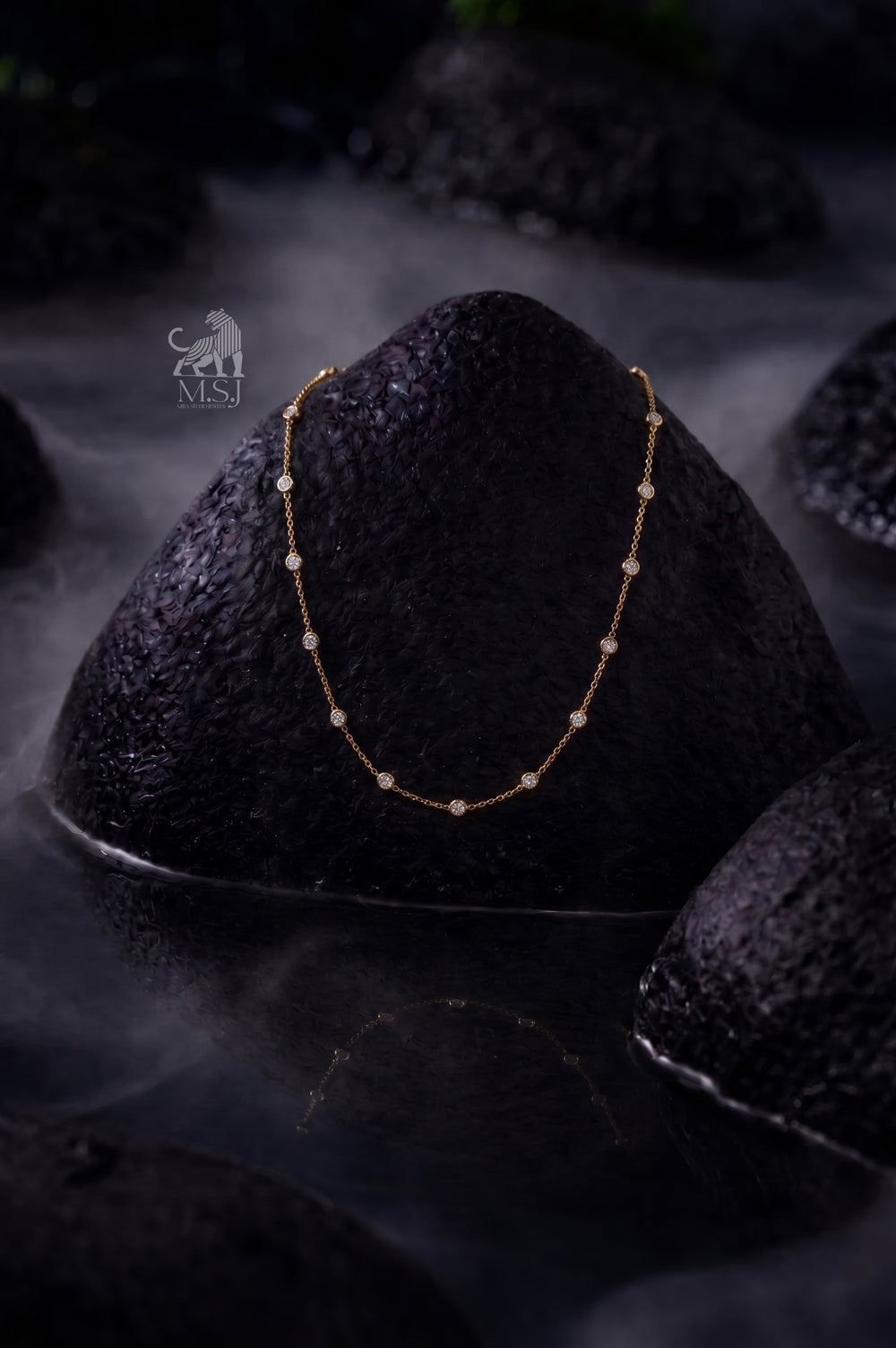 Bezel Set Diamond Station Necklace