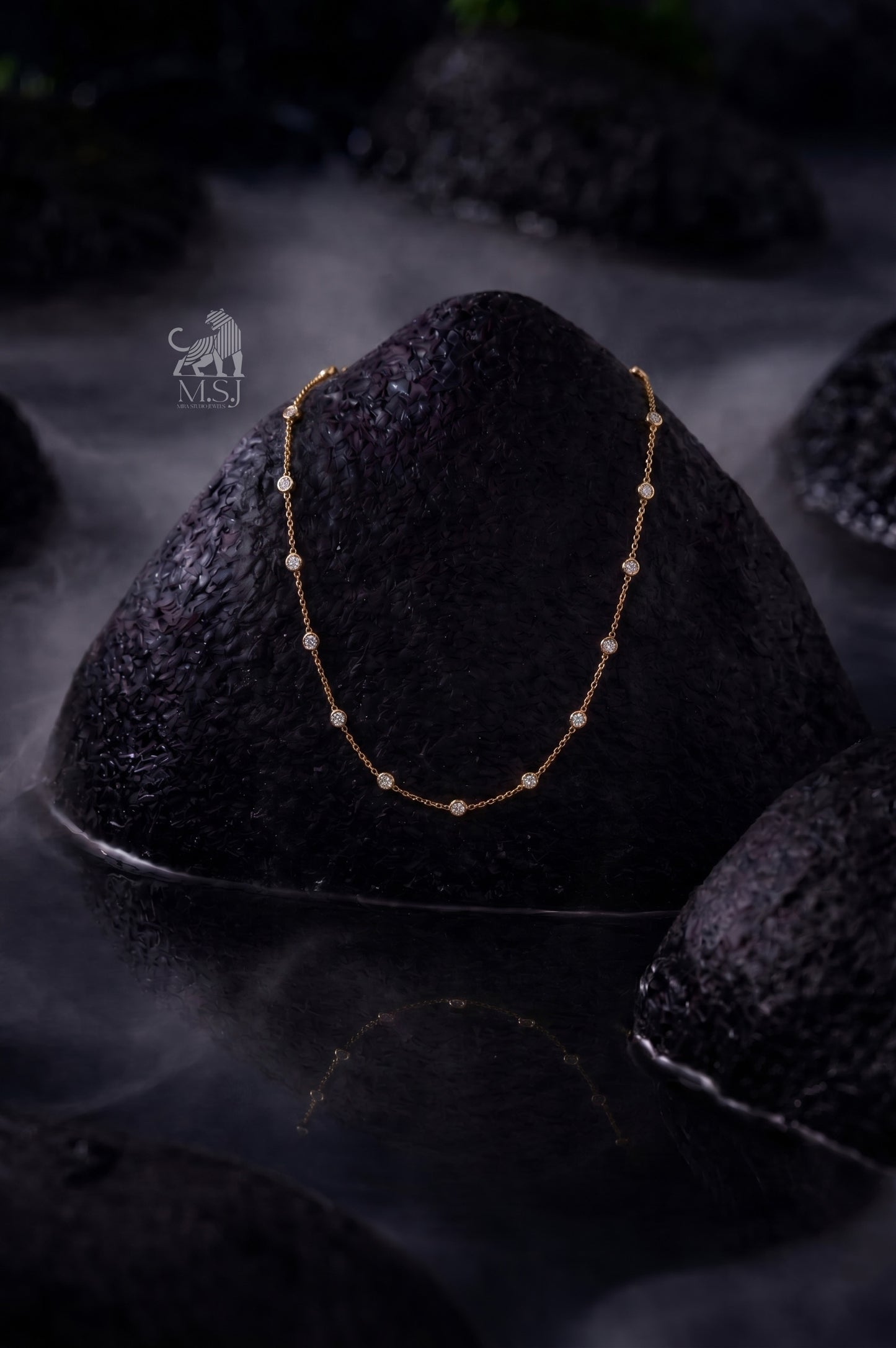 Bezel Set Diamond Station Necklace