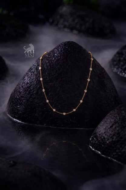 Bezel Set Diamond Station Necklace