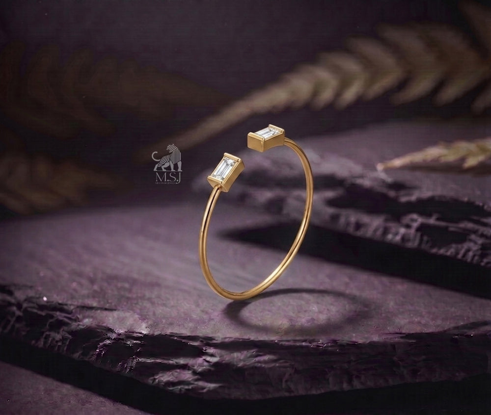 Aurora Twin Baguette Open Ring