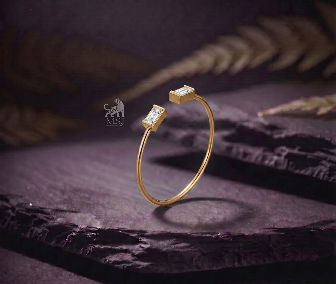 Aurora Twin Baguette Open Ring