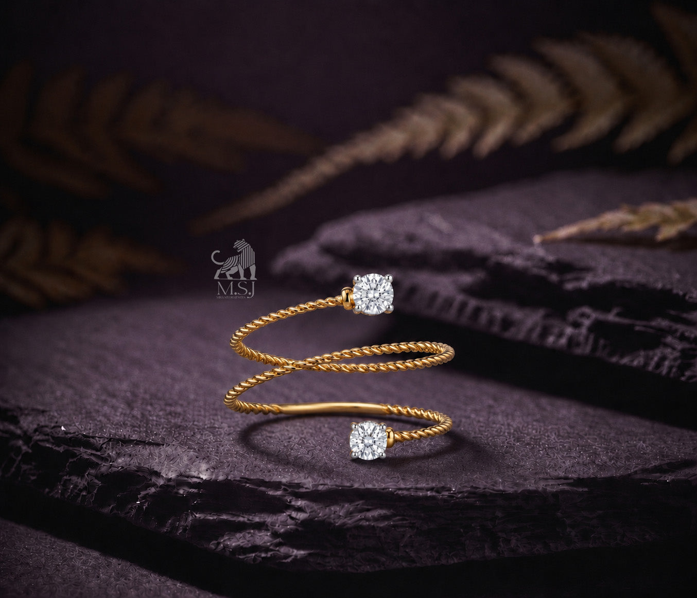 Aurelia Twisted Double Wrap Diamond Ring