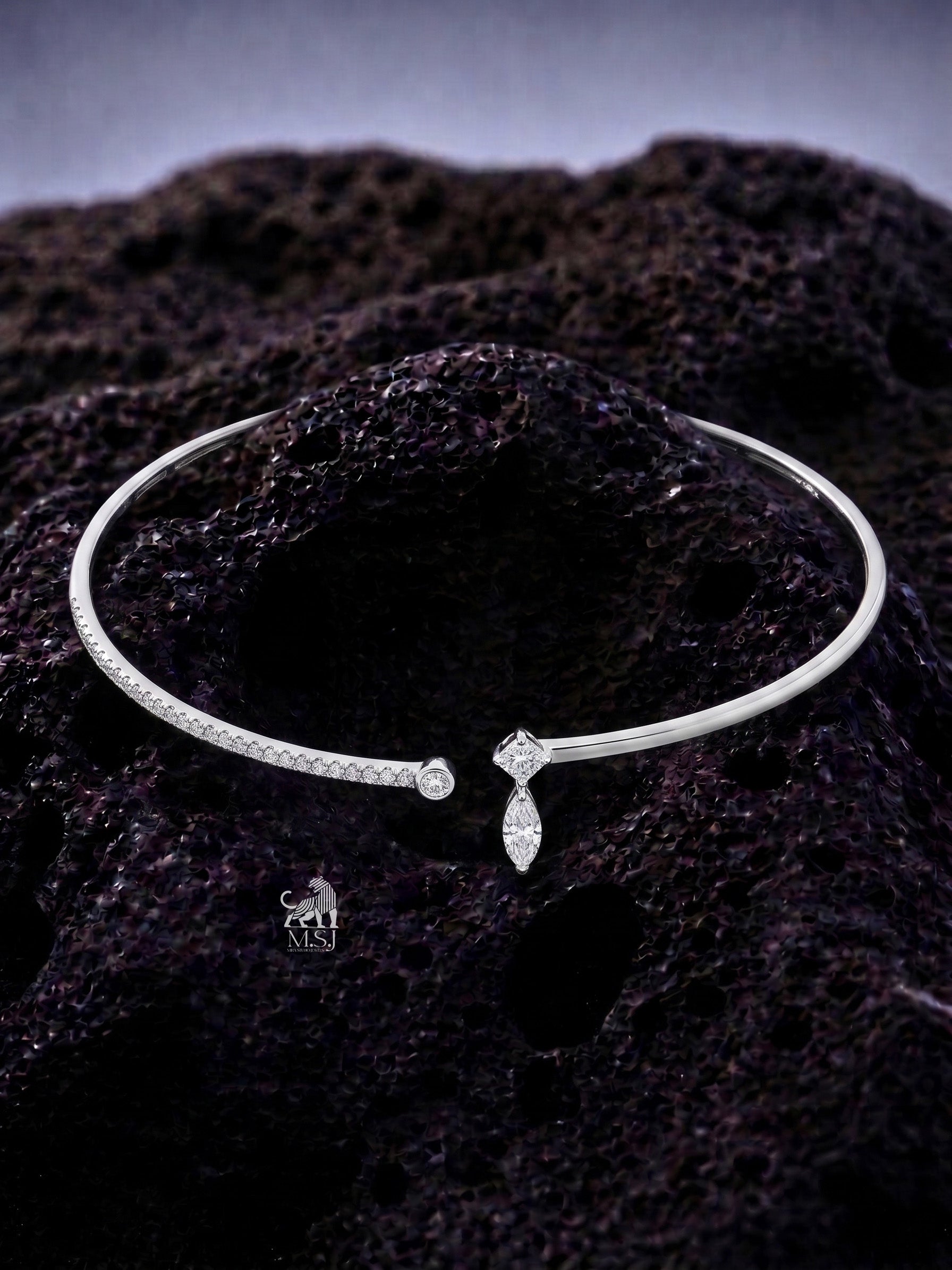 The Aurelia Asymmetric Diamond Open Necklace - lab-grown diamond necklace, styled product photo
