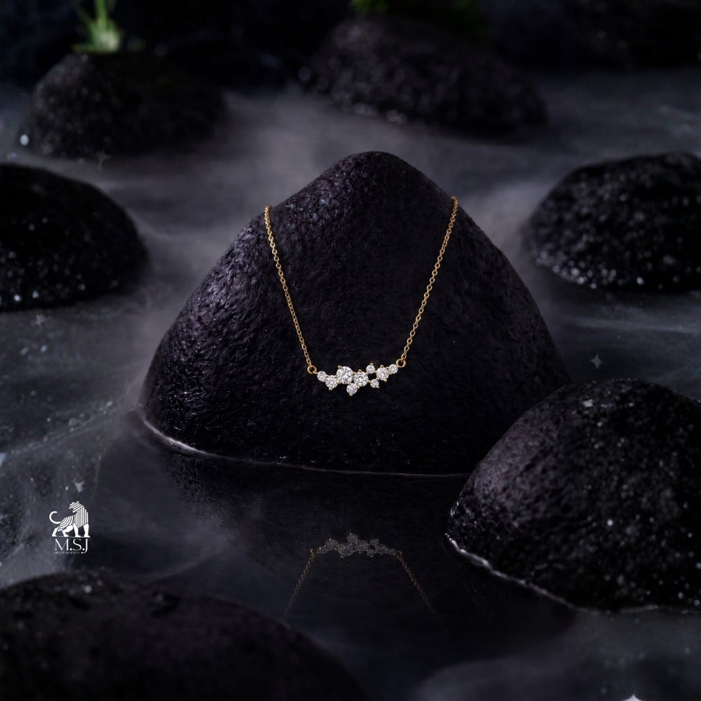 Celestia Diamond Cluster Bar Necklace