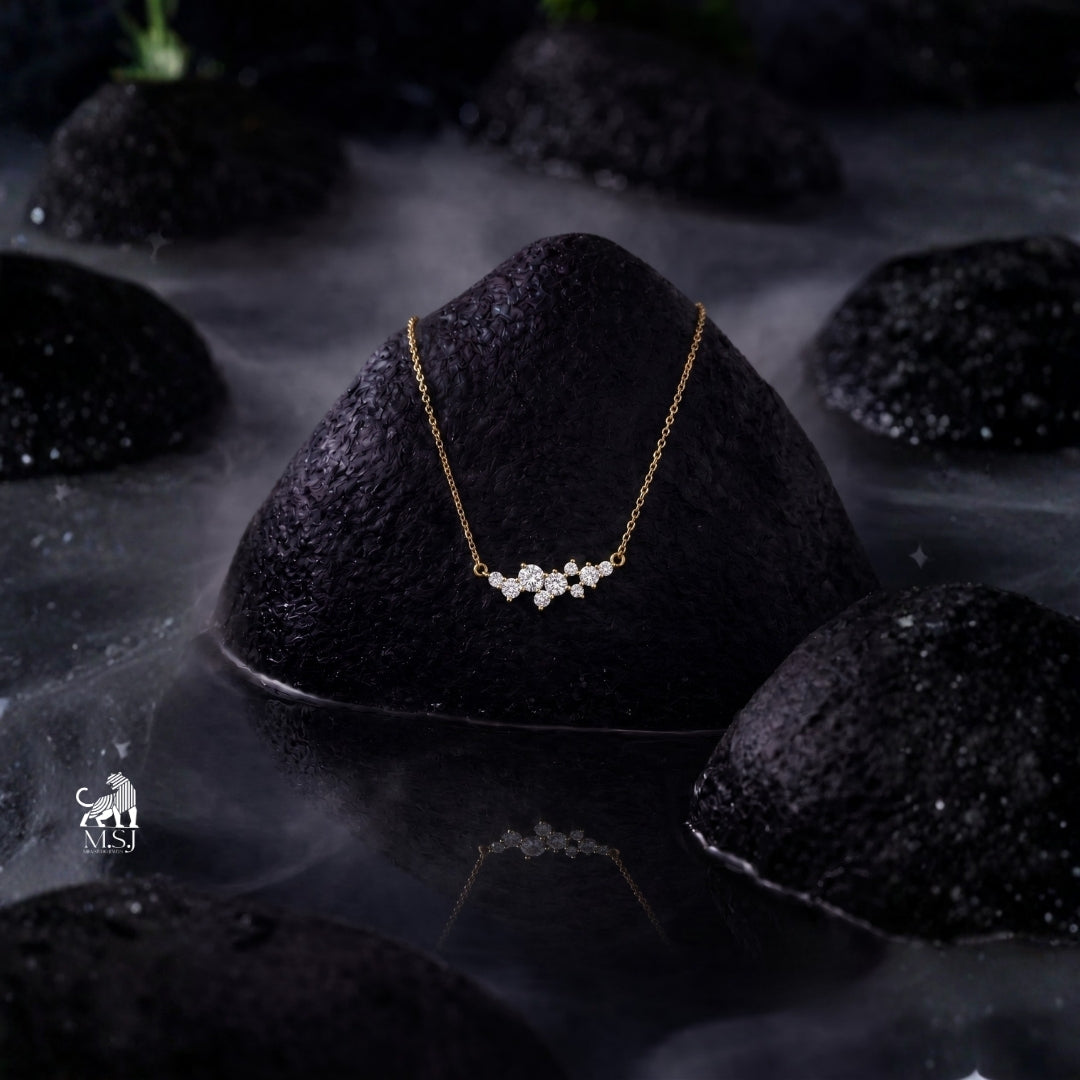 Celestia Diamond Cluster Bar Necklace