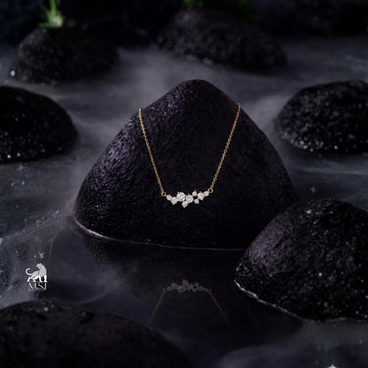 Celestia Diamond Cluster Bar Necklace