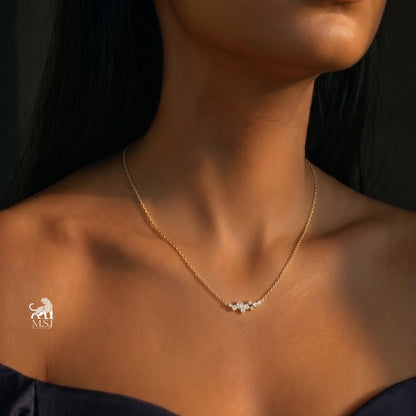 Celestia Diamond Cluster Bar Necklace