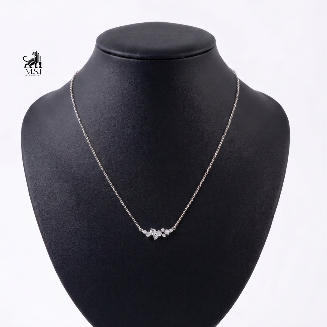 Celestia Diamond Cluster Bar Necklace
