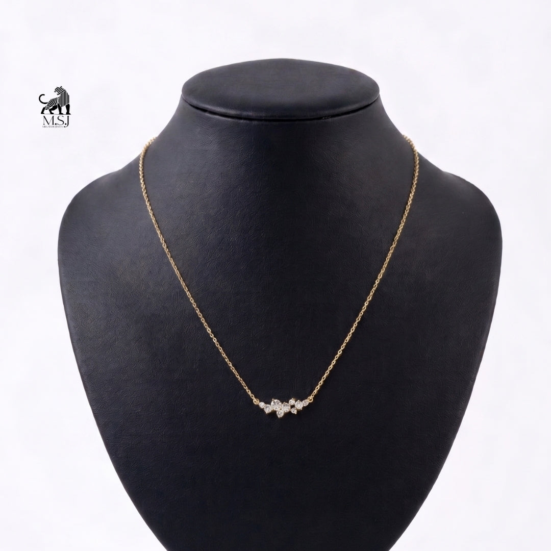 Celestia Diamond Cluster Bar Necklace