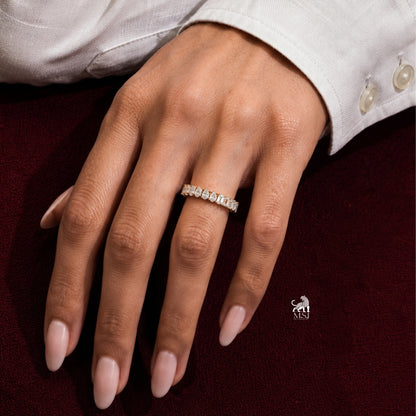 Duo-Cut Pear & Emerald Eternity Band