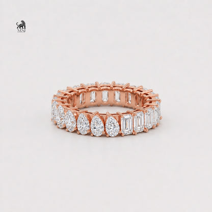 Duo-Cut Pear & Emerald Eternity Band
