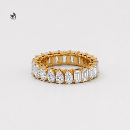 Duo-Cut Pear & Emerald Eternity Band