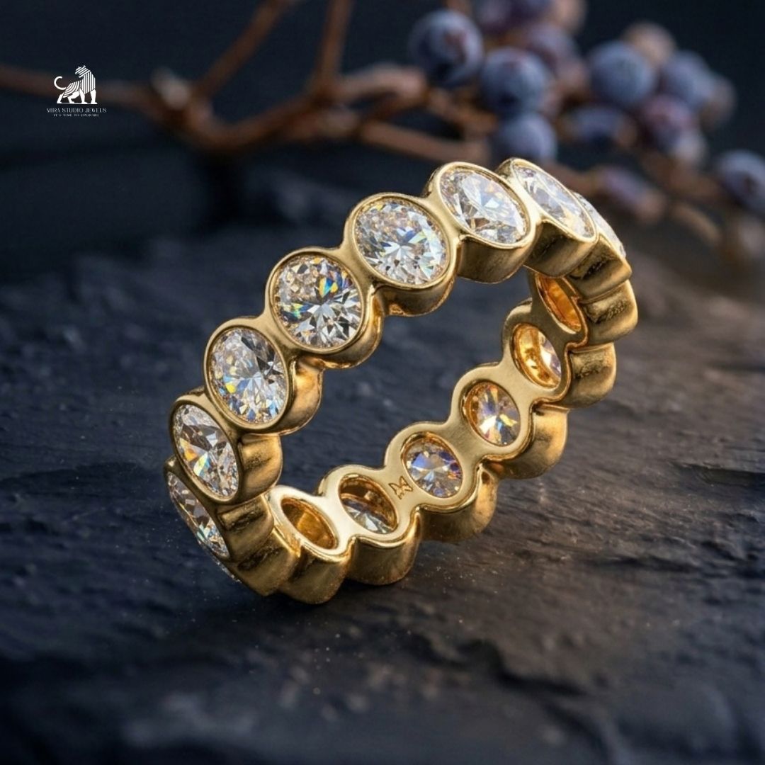 The Oval Embrace Diamond Eternity Ring - lab-grown diamond ring, styled product photo