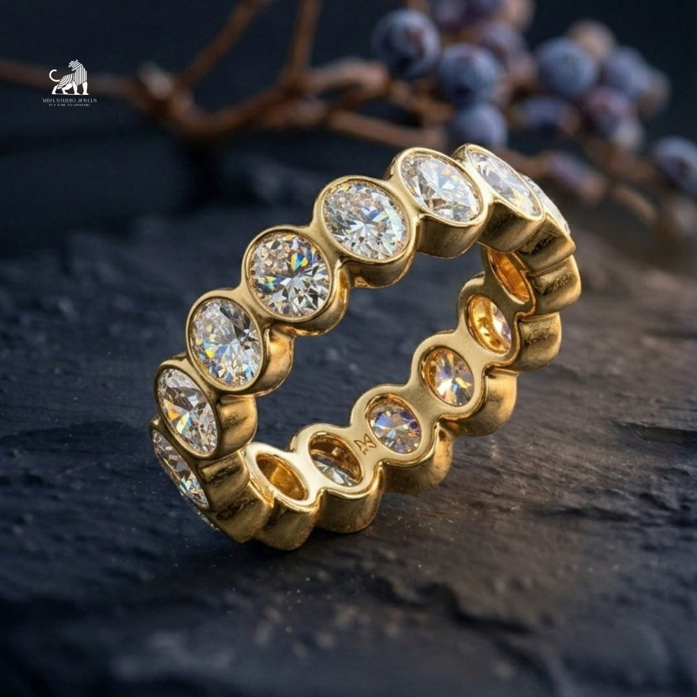 The Oval Embrace Diamond Eternity Ring - lab-grown diamond ring, styled product photo