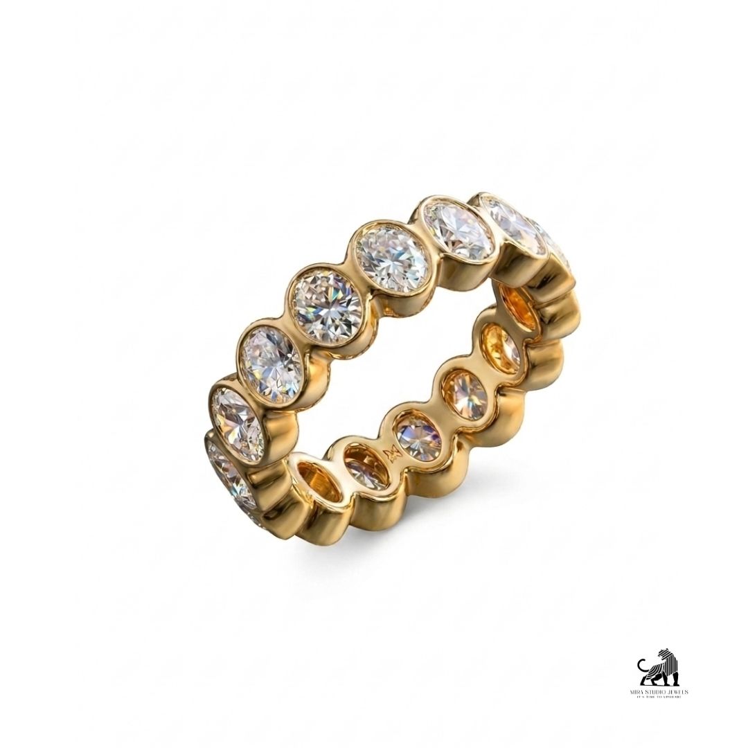 The Oval Embrace Diamond Eternity Ring in yellow gold