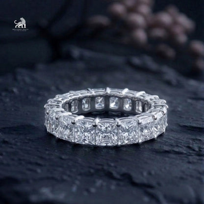 Princess Cut Diamond Eternity Ring - lab-grown diamond ring, styled product photo